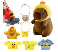 Capybara - Animale di peluche di alta qualità da 9 pollici con set di vestiti intercambiabile, design ultra morbido, amico di alta qualità, regalo per la decorazione della stanza, comò da