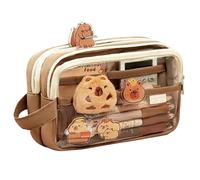 Capybara - Astuccio con set di cancelleria, grande capacità, grazioso astuccio con scomparti, include bambola di peluche Capybara, adesivi, segnalibri, regalo ideale per bambini e uso in ufficio