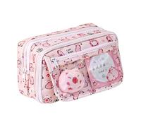 Capybara, astuccio da viaggio, borsa da trucco, a nove strati, grande capacità, set di sacchetti per cosmetici Kawaii Capybara, bambola di peluche+20 adesivi+2 spille, foglietti adesivi+ciondolo