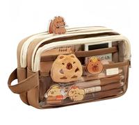 Capybara, astuccio da viaggio, borsa da trucco, a nove strati, grande capacità, set di sacchetti per cosmetici Kawaii Capybara, bambola di peluche+20 adesivi+2 spille, foglietti adesivi+ciondolo