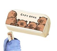 Capybara, astuccio portatile per penne, astuccio a doppio scomparto per studenti, zaino all'aperto, aula desktop, lavoro, pendolarismo quotidiano, 6 Timido, Refer to description