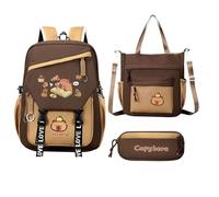 Capybara Backpack - Cartoon School Bag, Waterproof Bookbag Set, Large Capacity Student Travel Pack | Pencil Case Organizer Combo, Kids Girls Boys Daily Classroom Carry Lightweight Durable Cute Design