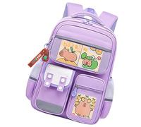 Capybara Backpack - di cartoni animati casual, 6 badge e | Multiple comodo trasporto spazioso, zaino Capybara, zaino in tessuto Oxford per il, malva, Se référer au descriptif,