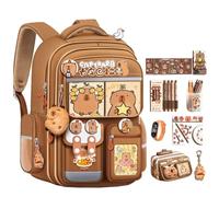 Capybara Backpack for School - Cute Kawaii Cartoon Backpack for Girls & Boys, Waterproof Capybara Bookbag with Lunch Box