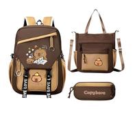 Capybara Backpack Set - Grande Capacità Kids Bookbag, Impermeabile Cartoon School Bag, Pencil Case Included, Cute Animal For Boys Girls, Children Students Travel Lunch Storage Organizer | Fun Daily