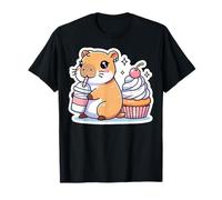 Capybara Bere Latte e Mangiare Un Cupcake Kawaii Carino Maglietta