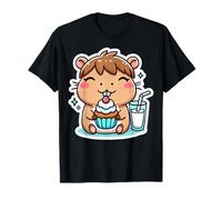 Capybara Bere Latte e Mangiare Un Cupcake Kawaii Carino Maglietta