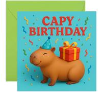 Capybara - Biglietto di auguri di compleanno divertente, regalo per lui, moglie, marito, amico, quadrato, interno bianco con busta di alta qualità
