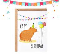 Capybara Biglietto di compleanno 12,7 x 17,8 cm, biglietto di compleanno in carta con busta per bambini, divertente gioco di parole con animali Capybara, simpatico regalo di compleanno per lei lui