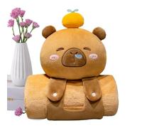 Capybara Blanket, Cute Soft Portable Capybara Shape Kids Nap Mat, Multi-Purpose Bed Throw, Plush Travel Pillow for Office, School Naps, and on-The-Go Comfort