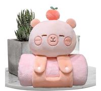 Capybara Blanket, Cute Soft Portable Capybara Shape Kids Nap Mat, Multi-Purpose Bed Throw, Plush Travel Pillow for Office, School Naps, and on-The-Go Comfort