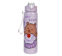 Capybara - Borraccia da viaggio con cannuccia e manico, 700 ml, colore: viola