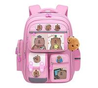 Capybara - Borsa da scuola per bambini Capybara, zaino divertente | Borsa da scuola adorabile a forma di cartone animato, grande zaino impermeabile con badge di carta, etichetta borsa forniture sc