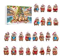 Capybara Calendario avvento legami 2024, Calendario Per Il Conto Alla Rovescia Natale 24 Giorni Con Pendenti Di Capibara 2D, 24 Decorazioni Di Capibara In Acrilico Per Decorazioni Natalizie Per La Cas