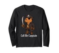 Capybara Call Me Capytain Pirate Animal Lover Ragazzi Ragazze Bambino Maglia a Manica
