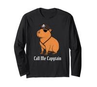 Capybara Call Me Capytain Pirate Animal Lover Ragazzi Ragazze Bambino Maglia a Manica