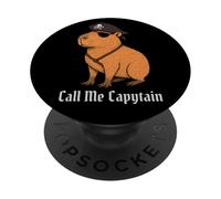 Capybara Call Me Capytain Pirate Animal Lover Ragazzi Ragazze Bambino PopSockets PopGrip Adesivo