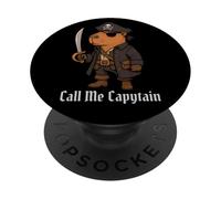 Capybara Call Me Capytain Pirate Animal Lover Ragazzi Ragazze Bambino PopSockets PopGrip Adesivo