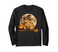 Capybara Cappello da Strega Jack O Lanterna Zucca Moon Scopa Maglia a Manica