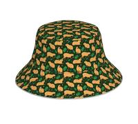 Capybara - Capybara reversibile vegetazione cappello da spiaggia con bordo riflettente, cappello boonie da sole double face per golf, ravel, pesca all'aperto, escursionismo