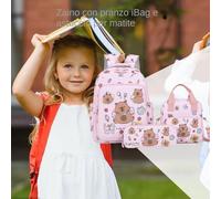 Capybara Cartoon Backpack Set for Girls & Kids, Cute Daily Travel Bookbag with Matching Pencil Case and Lunch Bag for School, Outdoor Activities, Weekend Trips, Everyday Use