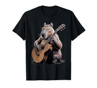 Capybara che suona la chitarra per gli amanti della musica divertente chitarrista regali da uomo Maglietta