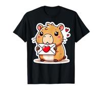 Capybara Che Tiene Una Coppia di San Valentino Lettera d'Amore Maglietta