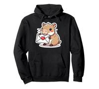 Capybara Che Tiene Una Lettera d Amore Coppie di San Valentino Felpa con Cappuccio