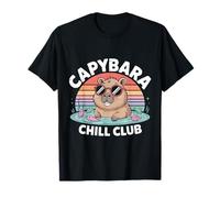 Capybara Chill Club Retro Tramonto Rilassante Roditore Design Maglietta