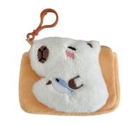 Capybara Coin Pouch - Portafoglio con cerniera, borsa a forma di cuore, adorabile accessorio in peluche con gancio, mini borsa per appunti di monete, borsa per il viaggio, borsa M, bianco, Se