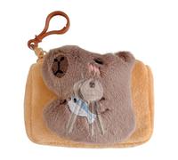 Capybara Coin Purse, Adorable Plush Animal Bag, Stylish Small Handbag With Keychain Ring For Currency, Keys, And Everyday Things, Morely Adorable, Velvet Cotton Material, 4.72x3.35in