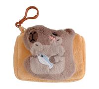 Capybara Coin Purse, Cute Plush Capybara Wallet, Adorable Small Stuffed Animal Bag, Funny Cartoon Pouch with Strap, Wallet for Money, Earphone Cord Storage 12x8.5cm