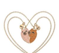 Capybara - Collana dell'amicizia, 2 pezzi, con ciondolo a forma di cuore e scritta "Best Friends", con ciondolo a forma di capibara, per 2 ragazze, con simpatico design a cuore diviso in stile cartone