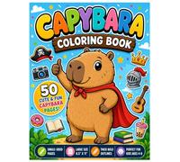 Capybara Coloring Book for Kids Ages 4-8: 50 Cute & Fun Coloring Pages Featuring Knights, Pirates, Firefighters, Superheroes, Musicians, Explorers, and More!