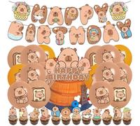 Capybara Compleanno Kit, Capybara Decorazione Per Feste Di Compleanno Set, Banner di buon compleanno, Topper Della Torta, Palloni,Capybara party Decorations Set
