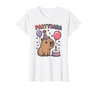 Capybara Compleanno per Bambini Divertimento Capybara Party Partybara Maglietta, Donna, Bianco, 3XL