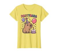 Capybara Compleanno per Bambini Divertimento Capybara Party Partybara Maglietta, Donna, Limone, S