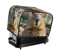 Capybara con gli occhi chiusi 2 fette di copertura trapuntata per tostapane copertura per piccoli elettrodomestici con manico per la decorazione della casa tavolo cucina
