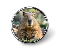 Capybara con occhi chiusi spilla rotonda per uomini e donne, spille da bavero resistenti ed eleganti, distintivi in metallo leggero per camicie, giacche, cappelli