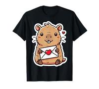 Capybara con Una Lettera d'Amore Carino San Valentino Kawaii Maglietta