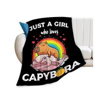 Capybara - Coperta con scritta "Just A Girl Who Loves Capybara", super calda, morbida, in pile leggero, in flanella, motivo Capybara, regalo per ragazzi, ragazze, bambini, donne, adulti, per divano