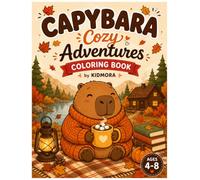 Capybara Cozy Adventures Coloring Book: Cute Autumn and Fall Coloring Pages for Kids Ages 4-8 with Capybaras, Hot Cocoa, Cozy Cabins and Falling Leaves to Color