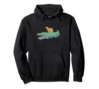 Capybara Crocodile Amicizia Divertente Fauna Selvatica Animal Art Felpa con Cappuccio