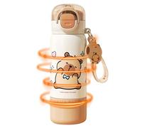 Capybara Cup - dolce da viaggio in acciaio da 380 ml | Proof Double Wall Isolated bottiglia d'acqua portatile per scuola, casa, bambini, adulti, studenti, ufficio, avventura all'aperto