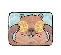 Capybara - Custodia morbida trapuntata per computer portatile da 13", colore: Arancione