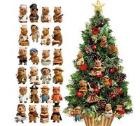 Capybara Decor Christmas Advent - Ornamento in acrilico 2D con calendario per il conto alla rovescia di 24 giorni | Simpatica decorazione natalizia per albero di Natale, specchio per auto, parete, a