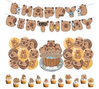 Capybara Decorazione Per Feste Di Compleanno, Capybara Decorazione Di Compleanno Set Con Decorazioni Per Cupcake, Per Feste Di Compleanno(Marrone)