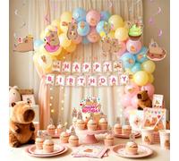Capybara Decorazioni di compleanno - Palloncino Capybara da appendere vortici snd Banner Capybara Cake Topper per Capy Animal a tema Compleanno Baby Shower Forniture
