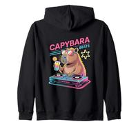 Capybara DJ Fa Ballare Con La Musica Divertente Eclettica Felpa con Cappuccio