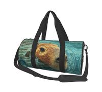 Capybara è un borsone rotondo con stampa di nuoto, borsa da viaggio in tela, impermeabile e resistente agli strappi. Borsa da viaggio pieghevole per il fine settimana